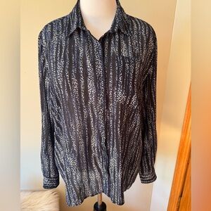Michael Kors Blue and Black Patterned Blouse